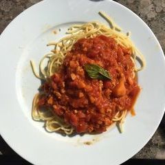Vegetarische Spaghetti Bolognese mit Sojageschnetzeltes am Samstag