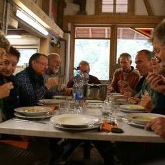 Mittagessen im Atelier, Regen und Wind und Kälte erzwingen es ...