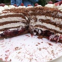 ... und so sieht eine Schwarzwälder Torte innen drin aus, was fehlt ist der Geruch des reichlich bemessenen Kirschwassers